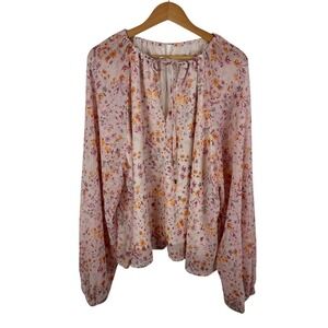 NWT Ivy City Co Imogen‎ Top Size 1X Blush Floral Long Sleeve Peasant Feminine